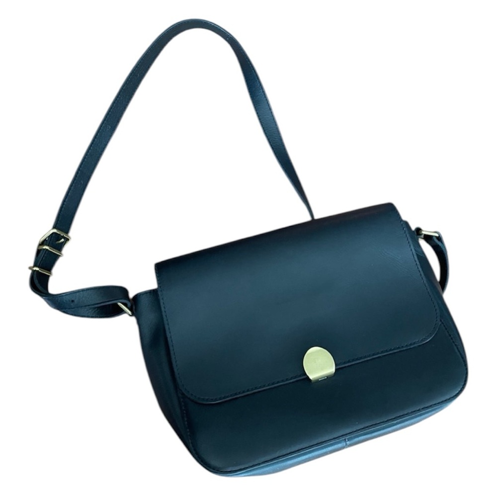 Madewell Leather Abroad Shoulder Bag color Black